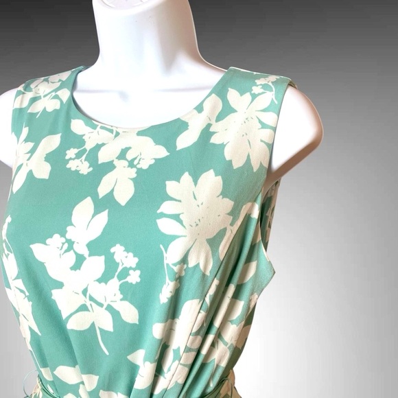 Charter Club Seafoam and White Floral Midi Dress, S - Picture 3 of 7